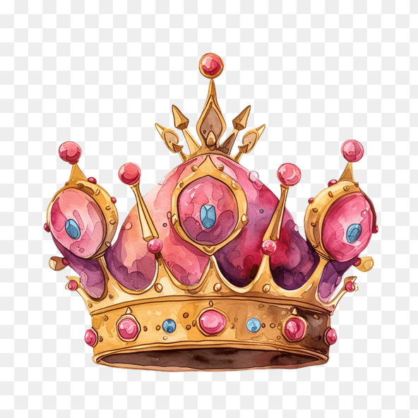 Pink Watercolor Royal King Crown Clipart