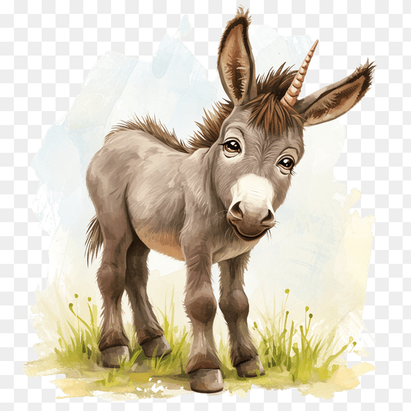Cute Watercolor Donkey Clipart