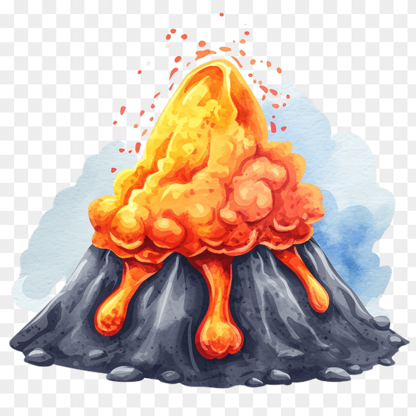 Cartoon Volcano Erupting Clipart