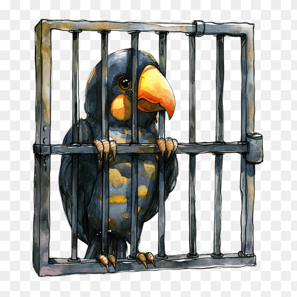Sad Bird In Cage Clipart