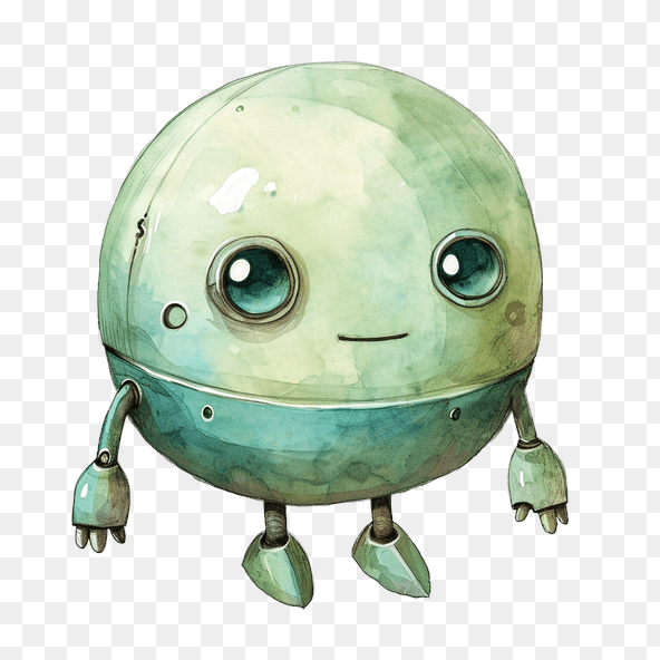 Cute Green Robot Clipart