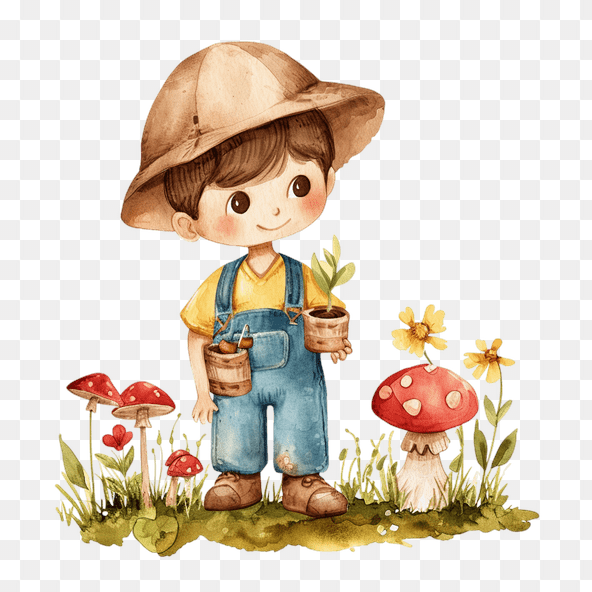 Cute Little Gardener Illustration Clipart