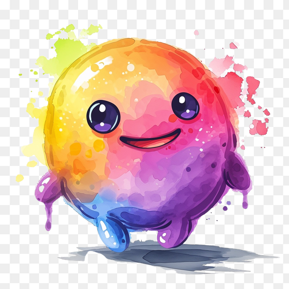 Rainbow Watercolor Cute Blob Clipart