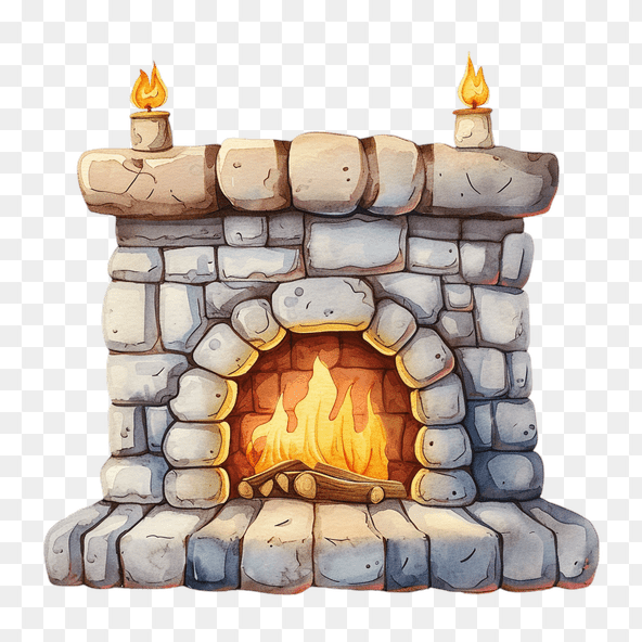 Stone Fireplace Clipart