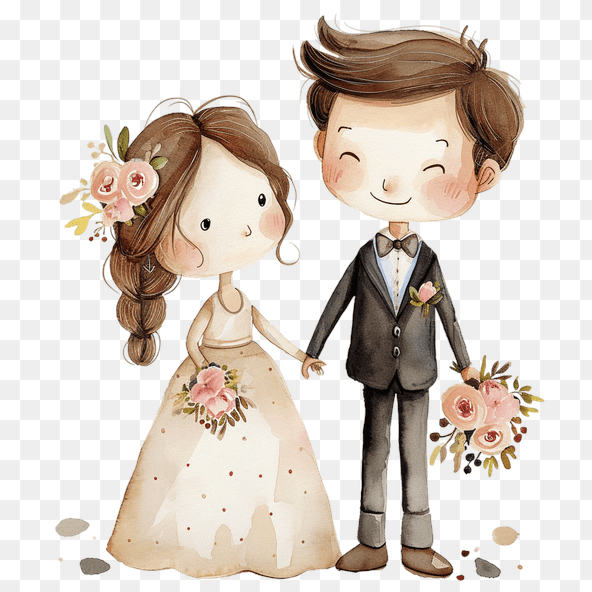 bride and groom are smiling clipart