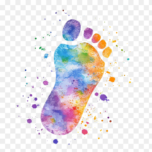 Colorful Watercolor Footprint Clipart
