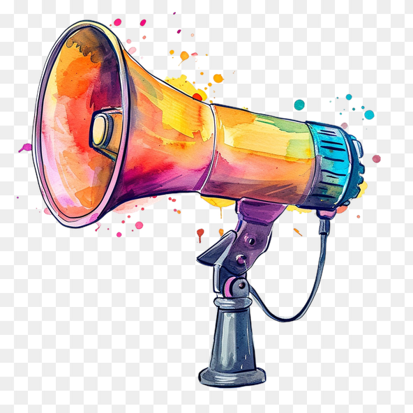 Colorful Watercolor Megaphone Clipart