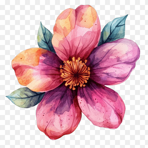 Pink watercolor flower clipart
