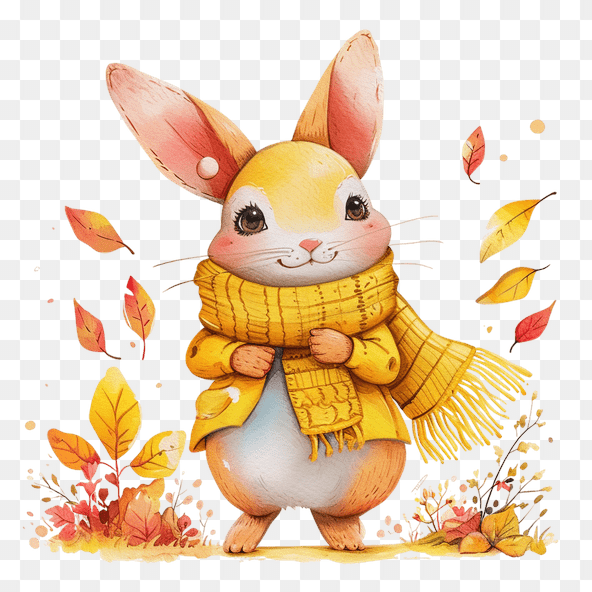 rabbit in autumn clipart