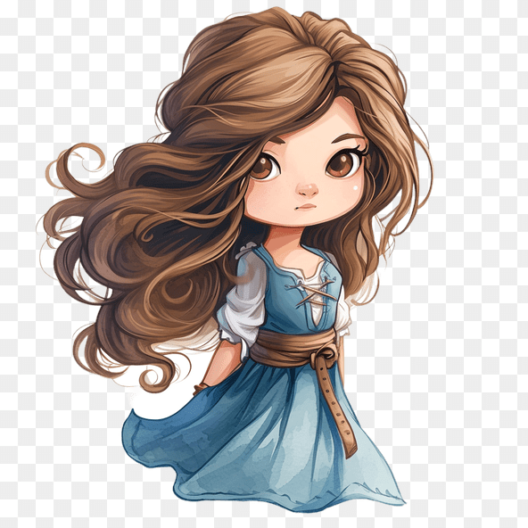 girl in blue dress clipart