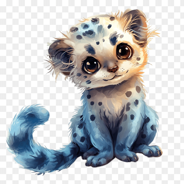 Cute Blue Furry Leopard Clipart