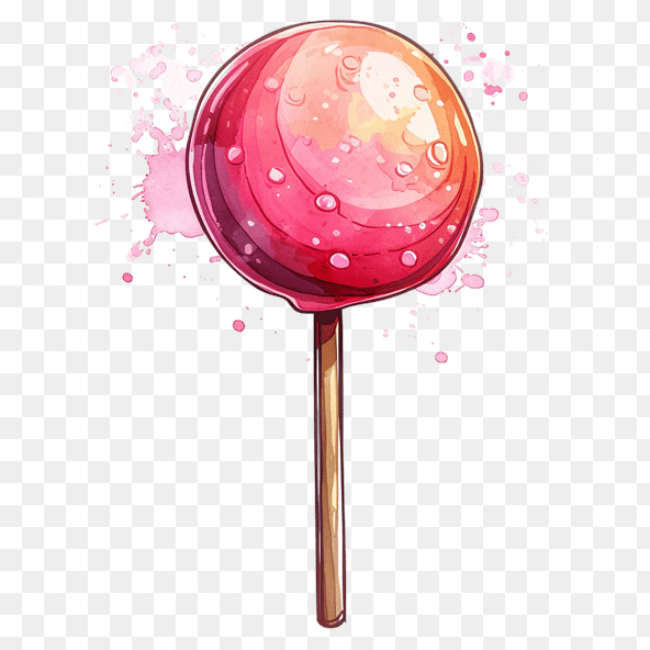Watercolor Red Lollipop Clipart