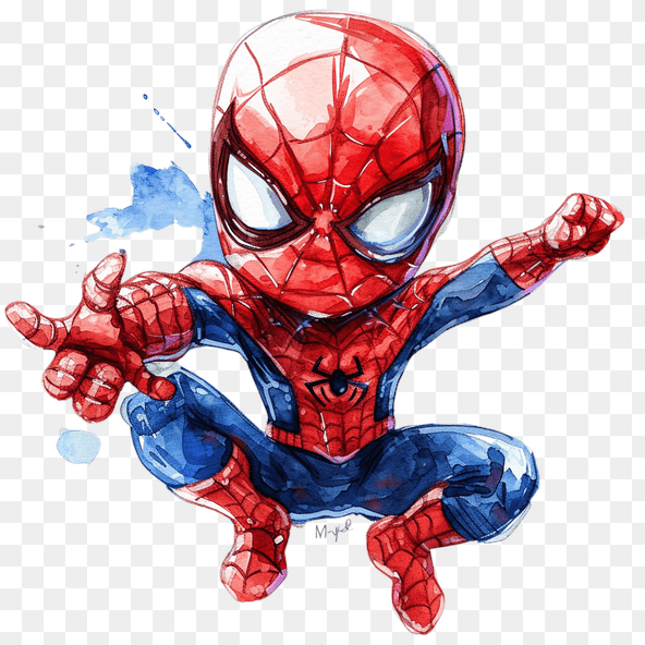 Cute Spiderman Watercolor Clipart