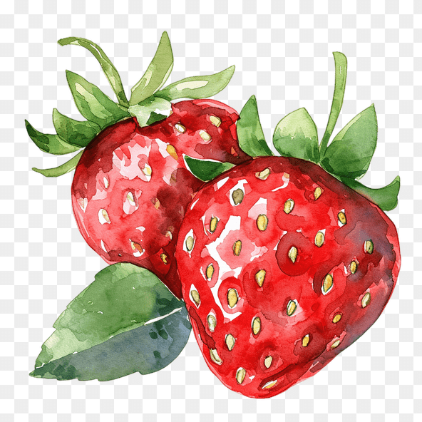 Watercolor Red Strawberry Clipart
