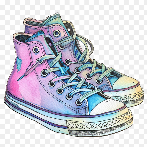 Pink And Blue Watercolor Converse Clipart