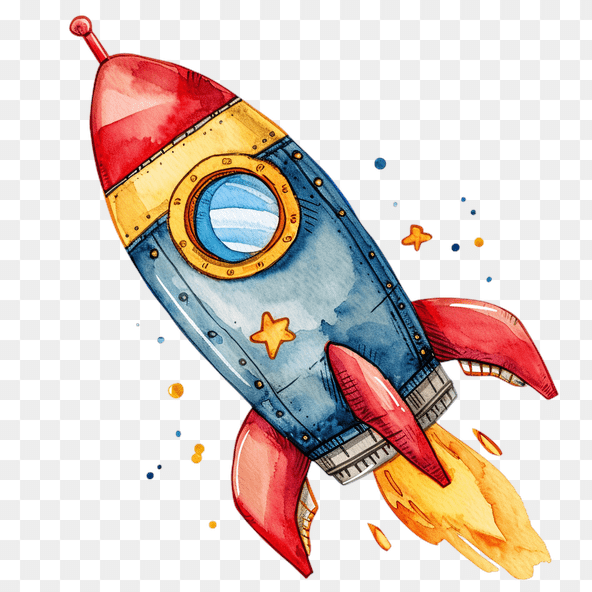 Watercolor Space Rocket Clipart