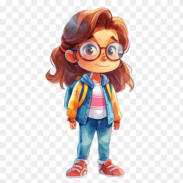 cute cartoon girl with glasses clipart