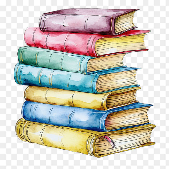 Vintage Watercolor Book Stack Clipart