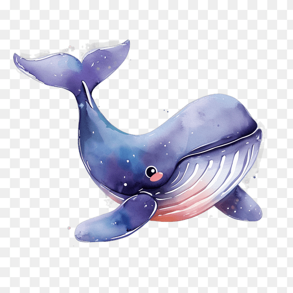 Cute Watercolor Whale Clipart