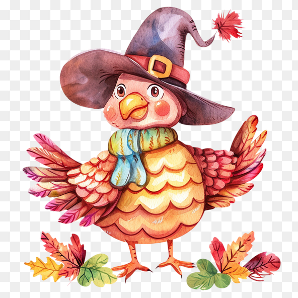 Cute Autumn Bird Witch Clipart