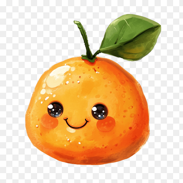 Kawaii Orange Fruit Clipart