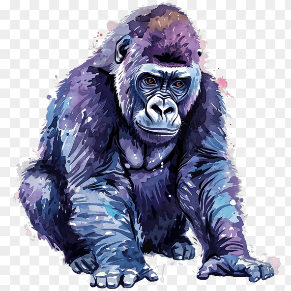 Artistic watercolor gorilla clipart