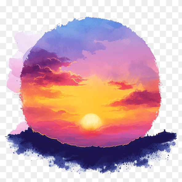 Watercolor Sunset Sky Clipart