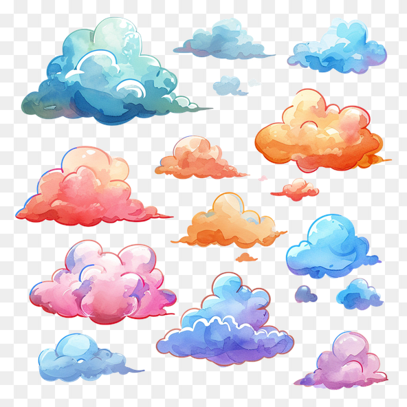 Cartoon Watercolor Clouds Clipart