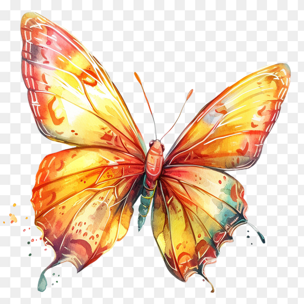 Watercolor Orange Butterfly Clipart