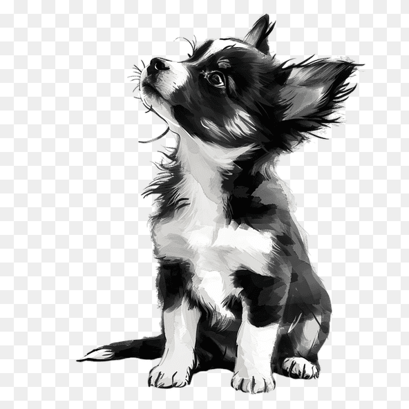 Adorable Black and White Chihuahua Puppy Clipart