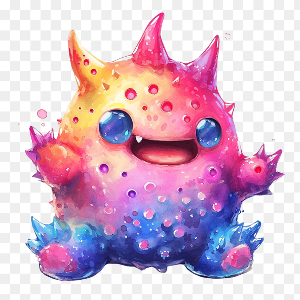Cute watercolor monster clipart