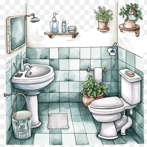 watercolor bathroom clipart