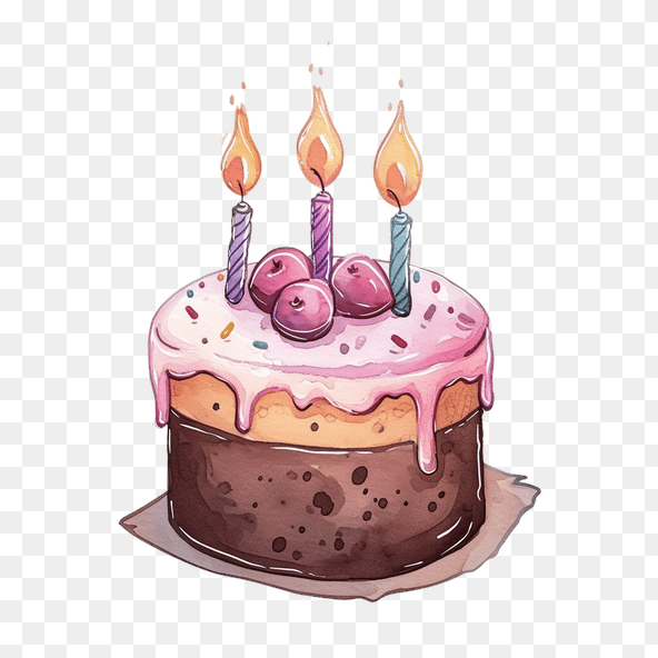 watercolor birthday cake clipart
