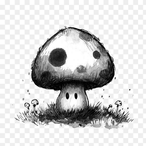 Black and white mushroom