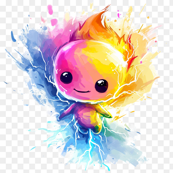 Cute Colorful Fire and Lightning Clipart