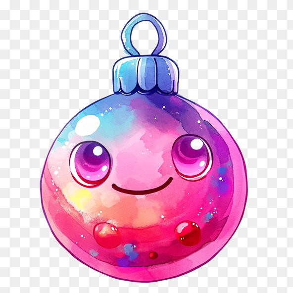 Cute Watercolor Christmas Ornament Clipart