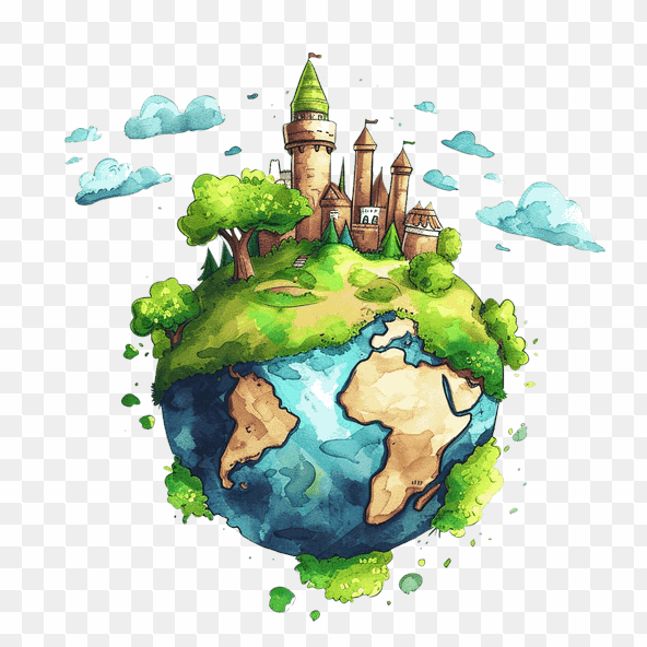 Watercolor Castle On Earth Clipart