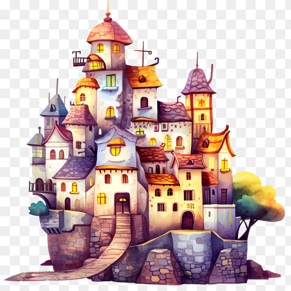 fantasy watercolor castle clipart