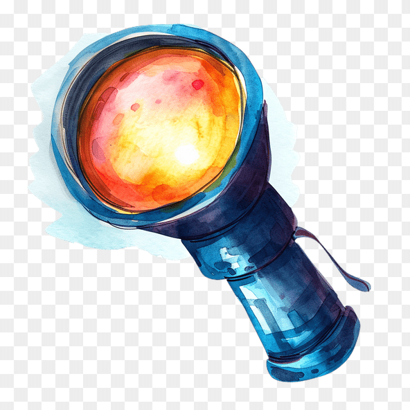 Vintage Watercolor Flashlight Clipart