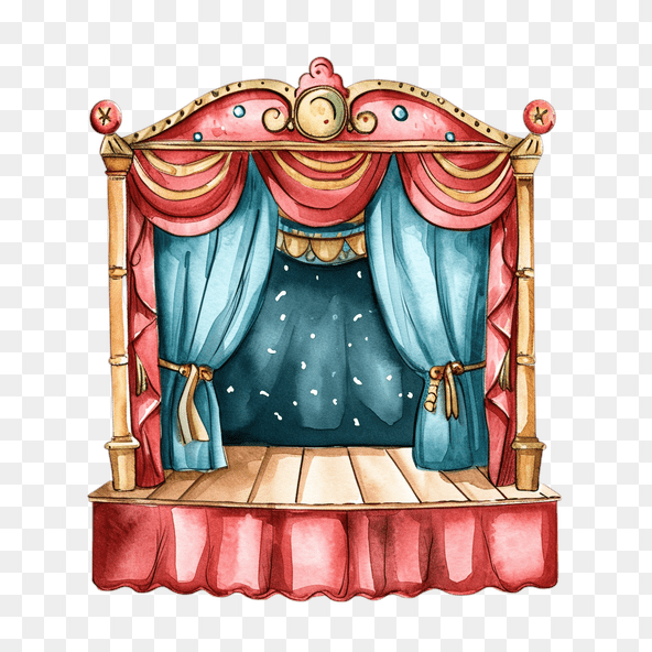 Watercolor Puppet Stage Clipart