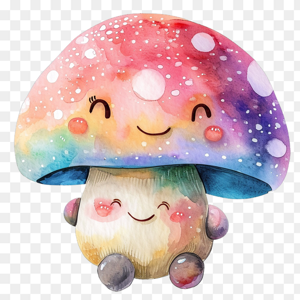 Cute watercolor mushroom clipart