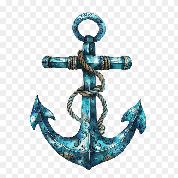 Ornate Blue Anchor Clipart