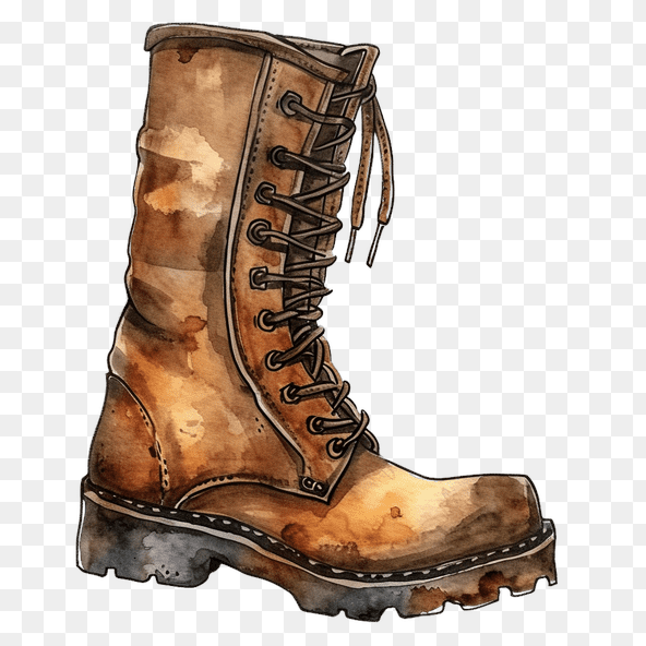 Watercolor Brown Leather Boots Clipart