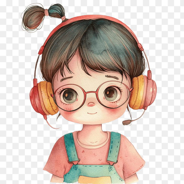 girl headphones clipart