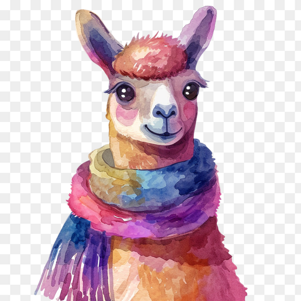Cute llama in a scarf clipart