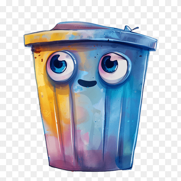 Cute Watercolor Trash Can Clipart