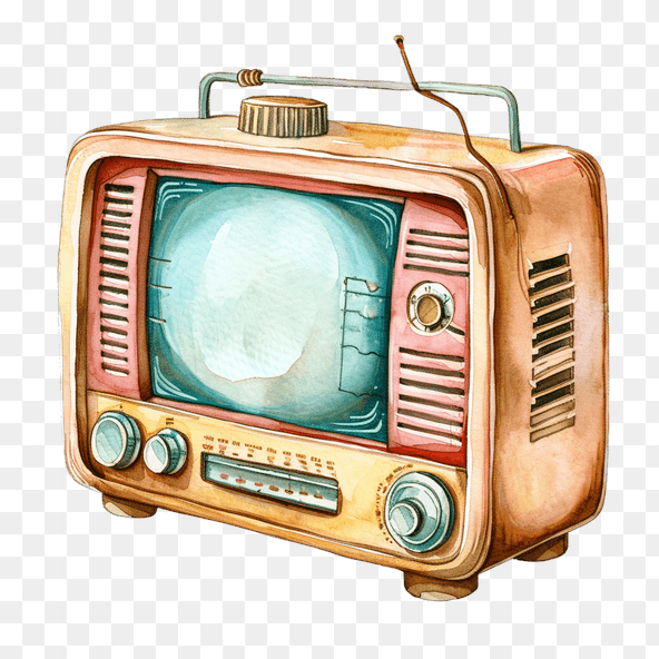 watercolor retro tv clipart