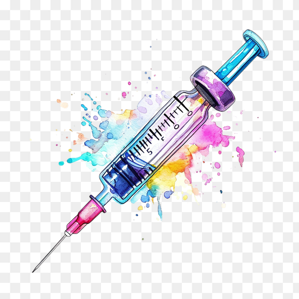 Colorful Watercolor Syringe Clipart