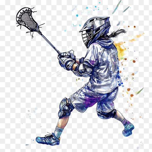 Female Lacrosse Player Watercolor Clipart