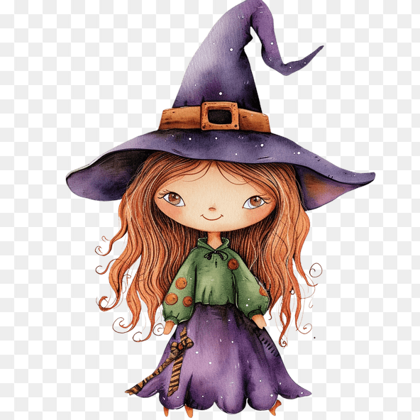 Cute Halloween Witch Girl Clipart